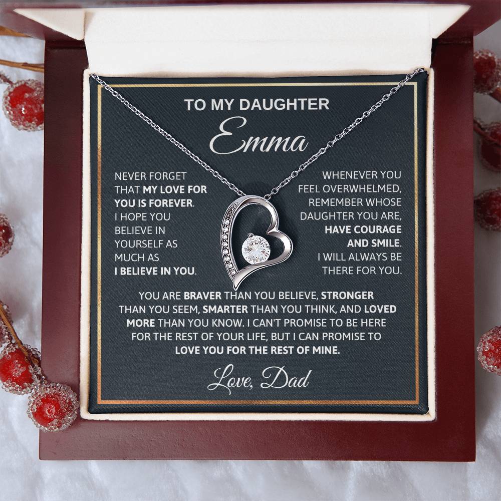 To My Daughter - Love Is Forever - Love Heart Necklace P102