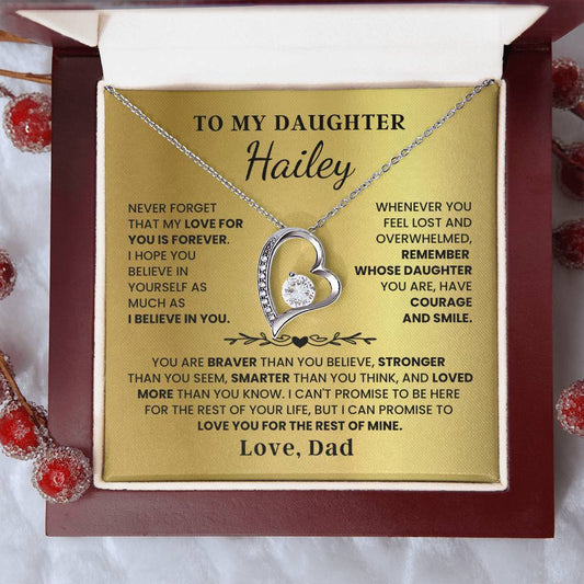 To My Daughter - Love Is Forever - Love Heart Necklace