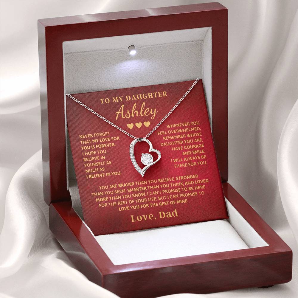 To My Daughter - Love Is Forever - Love Heart Necklace P100