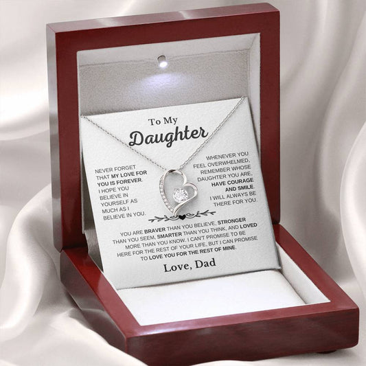 To My Daughter - Love Is Forever - Love Heart Necklace