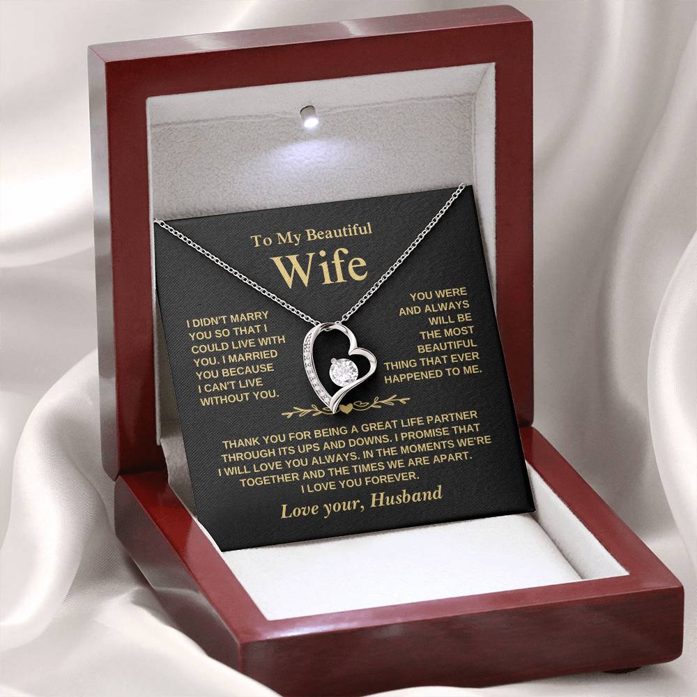 To My Beautiful Wife - Love You Forever - Heart Necklace