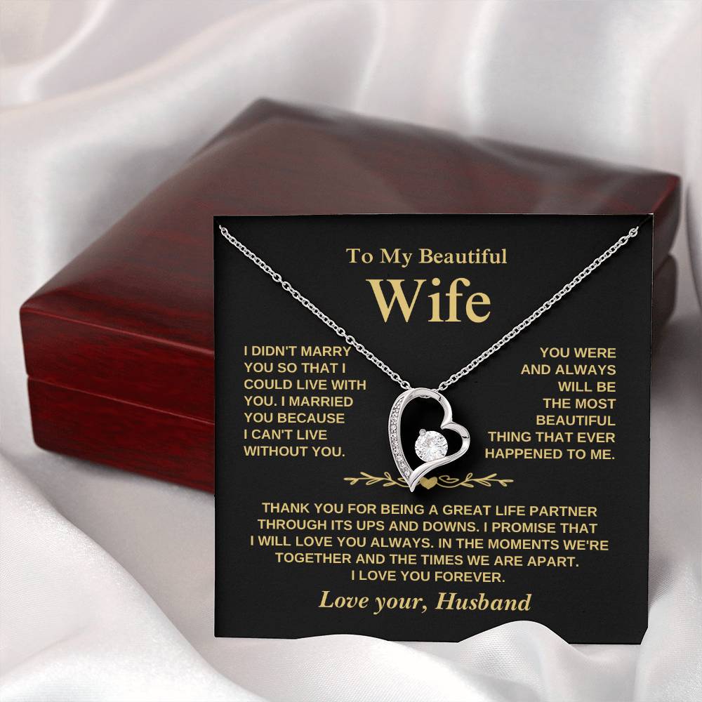 To My Beautiful Wife - Love You Forever - Heart Necklace