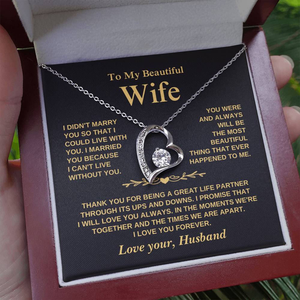 To My Beautiful Wife - Love You Forever - Heart Necklace