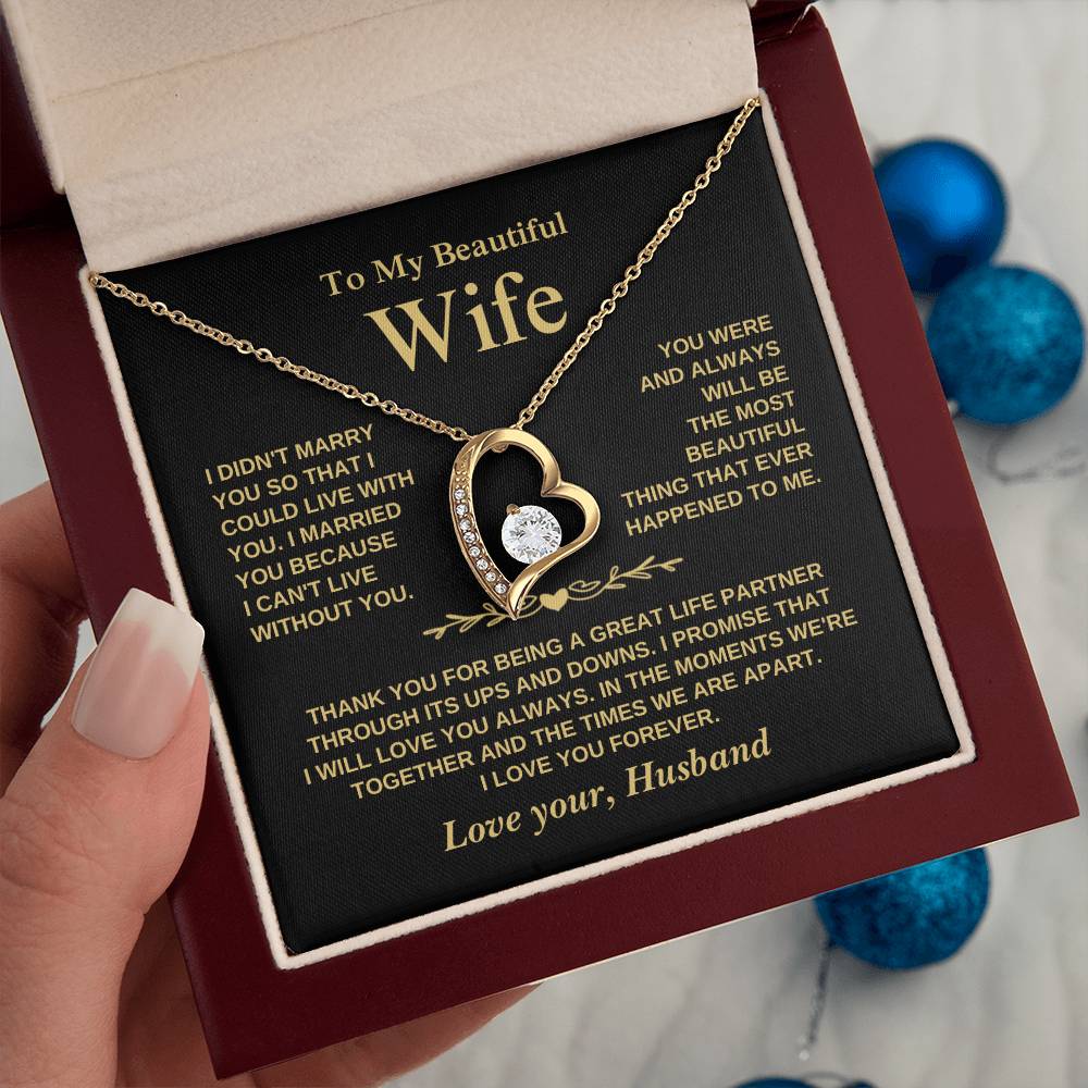 To My Beautiful Wife - Love You Forever - Heart Necklace