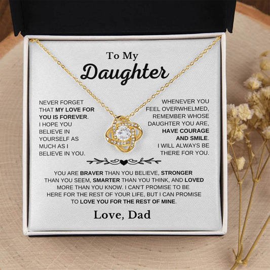 To My Daughter - Love Is Forever - Love Knot Necklace