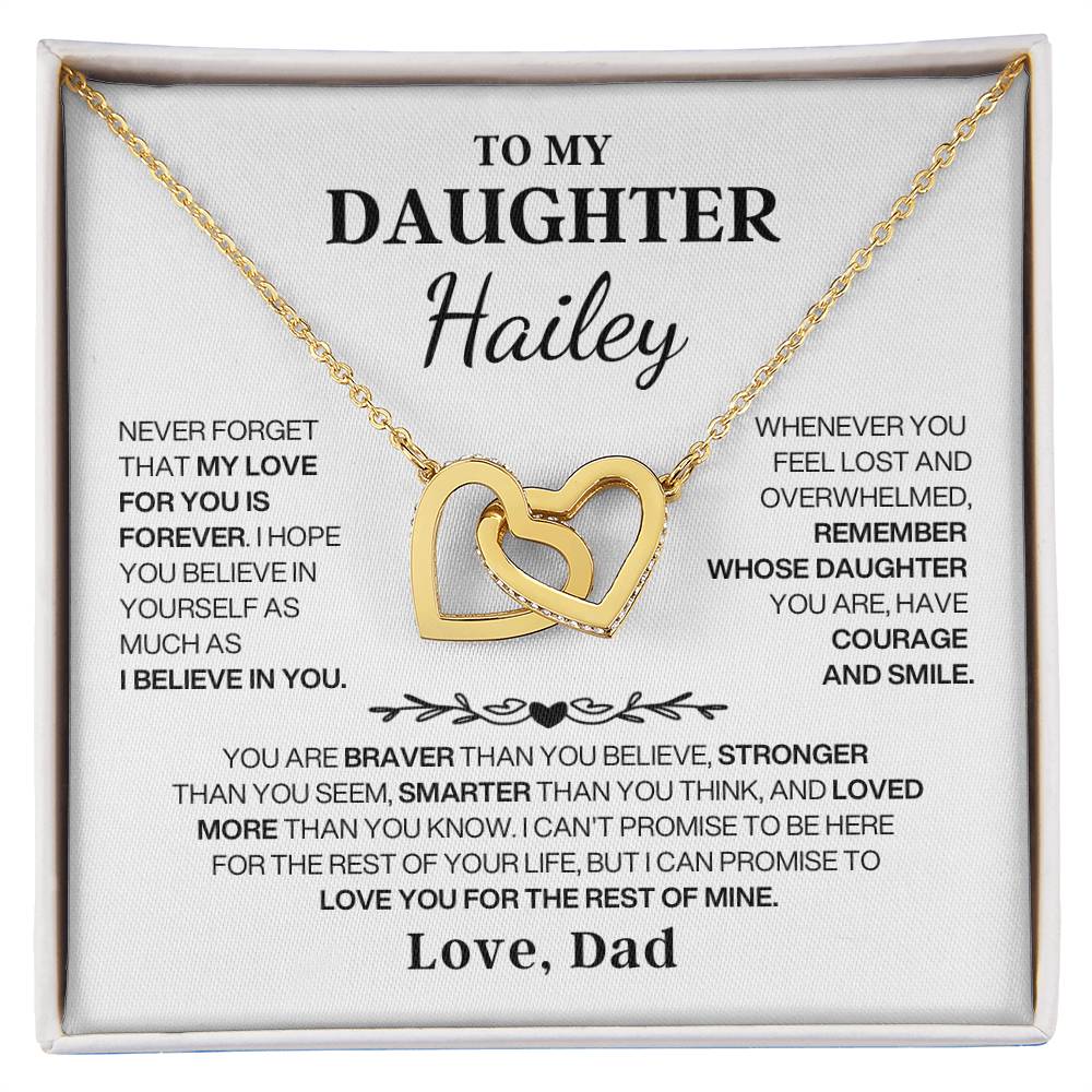 To My Daughter - Love Is Forever - Interlocking Heart Necklace