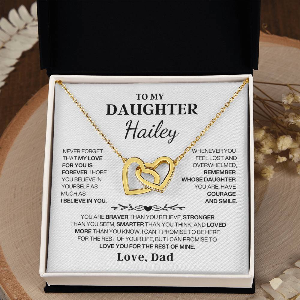 To My Daughter - Love Is Forever - Interlocking Heart Necklace