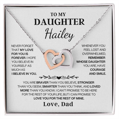 To My Daughter - Love Is Forever - Interlocking Heart Necklace