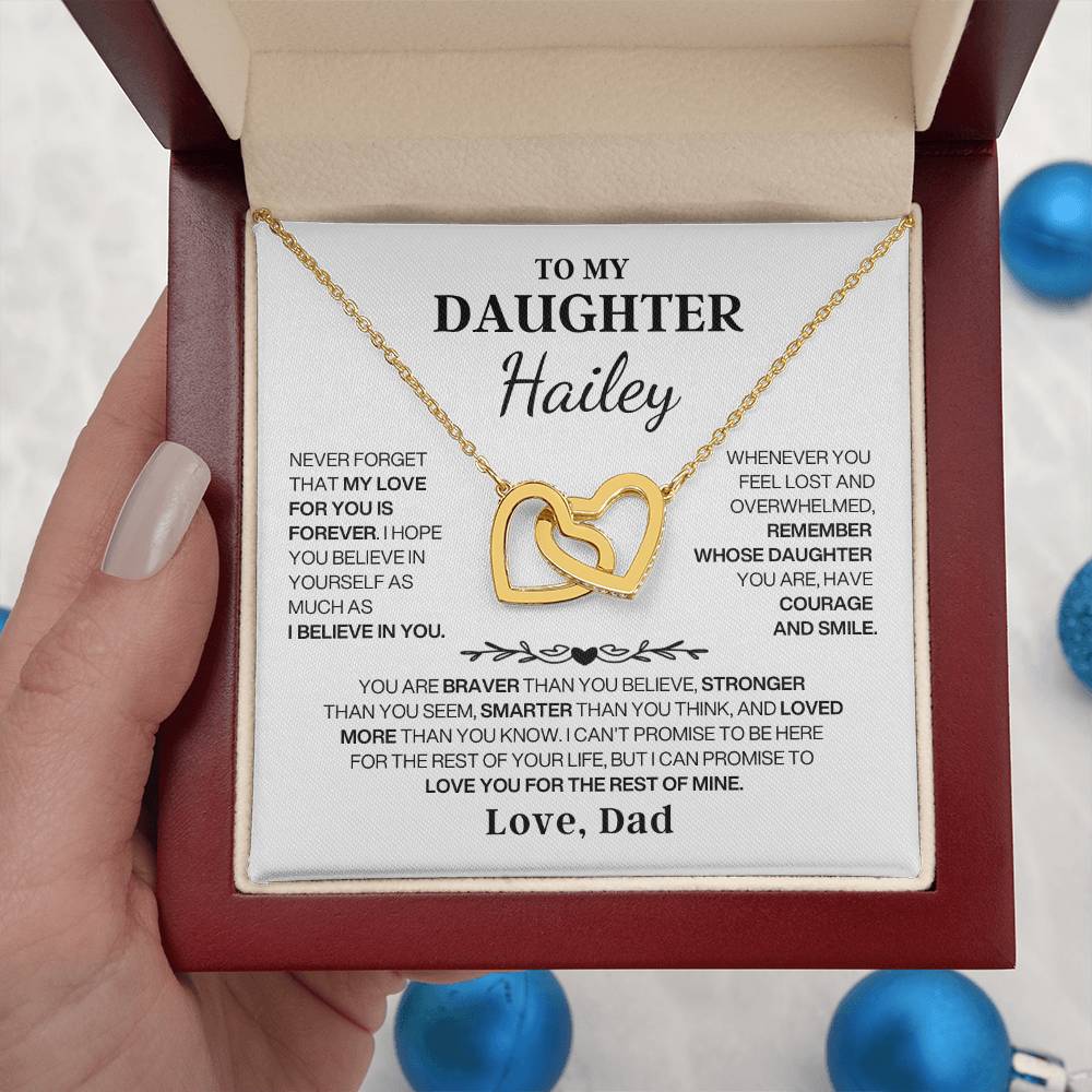 To My Daughter - Love Is Forever - Interlocking Heart Necklace