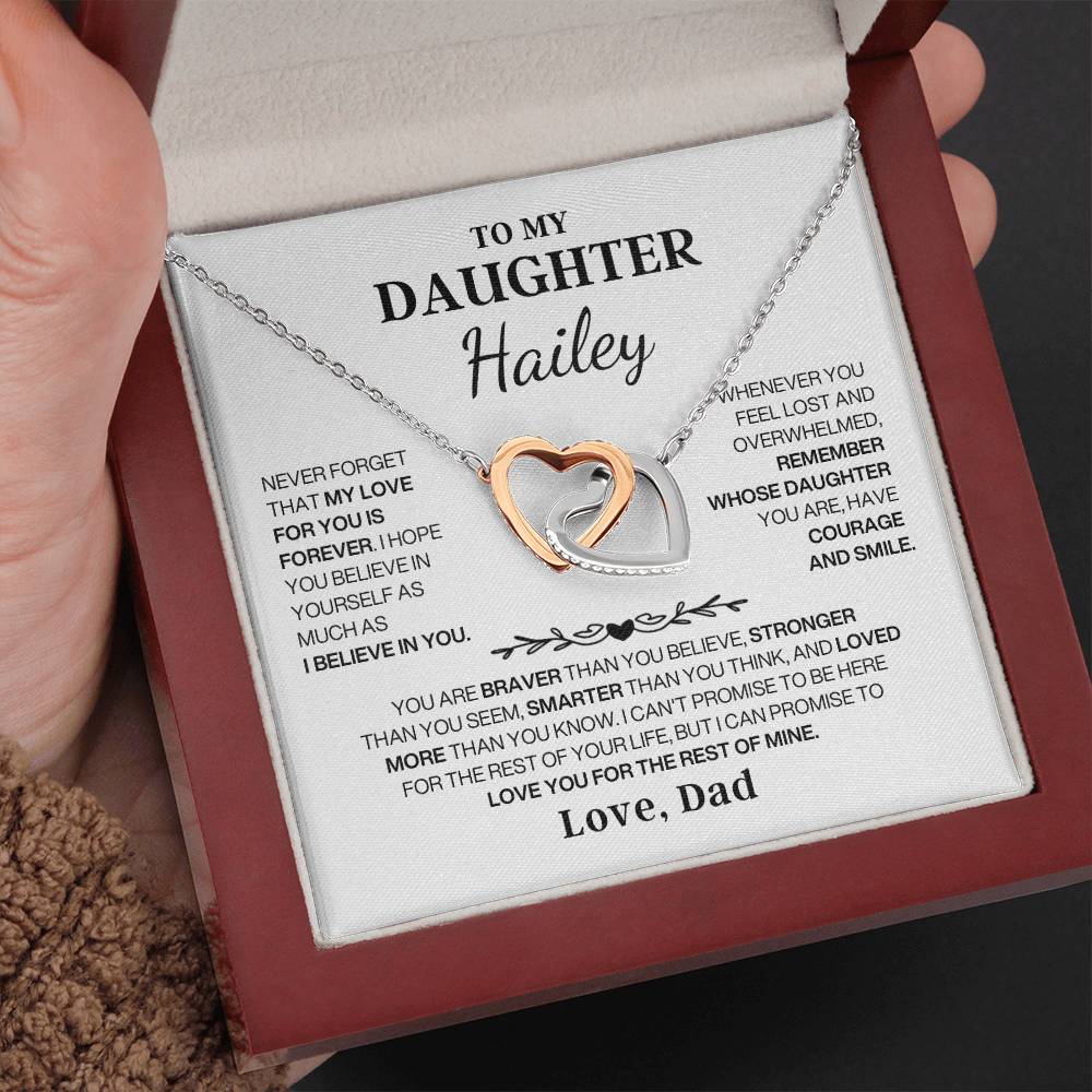 To My Daughter - Love Is Forever - Interlocking Heart Necklace