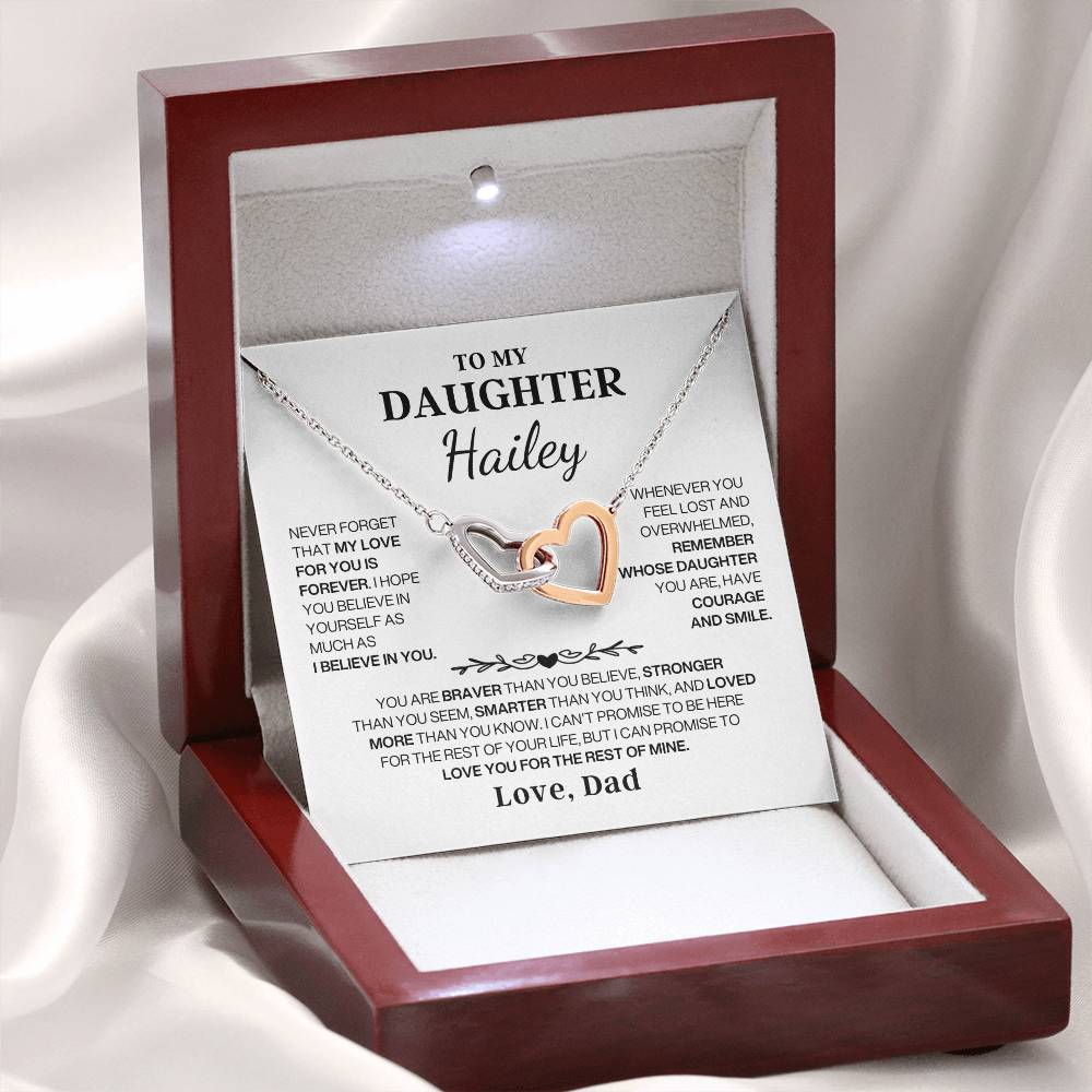 To My Daughter - Love Is Forever - Interlocking Heart Necklace