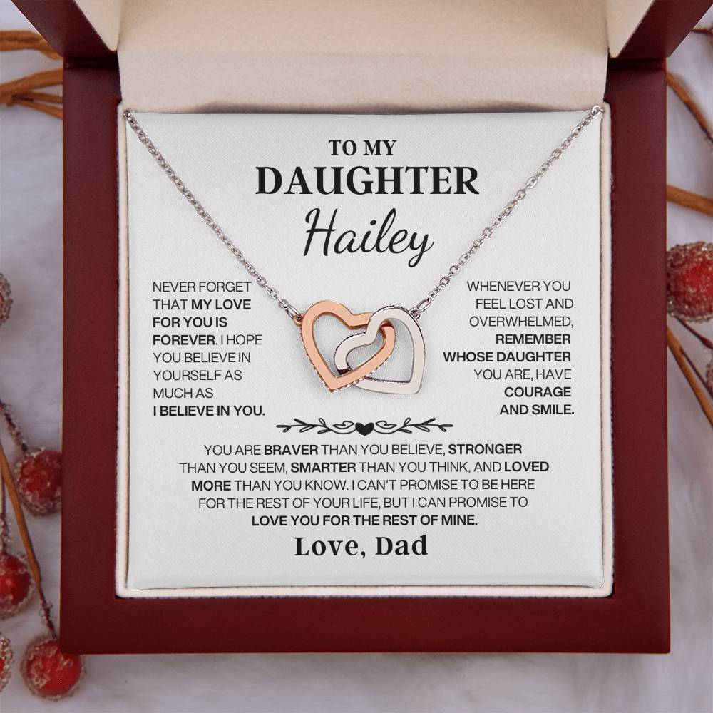 To My Daughter - Love Is Forever - Interlocking Heart Necklace