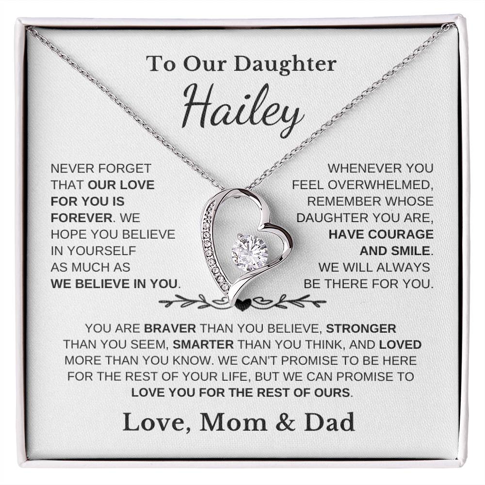 To Our Daughter - Love Is Forever - Heart Necklace