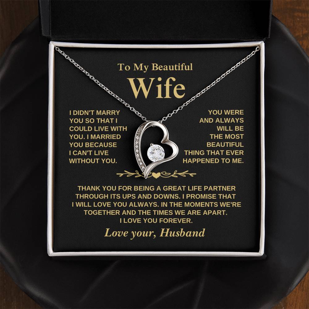 To My Beautiful Wife - Love You Forever - Heart Necklace