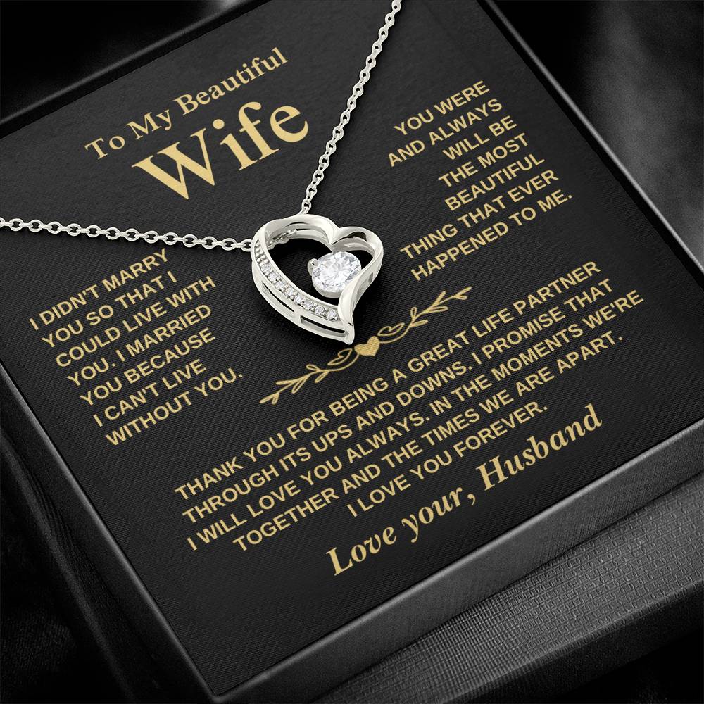 To My Beautiful Wife - Love You Forever - Heart Necklace