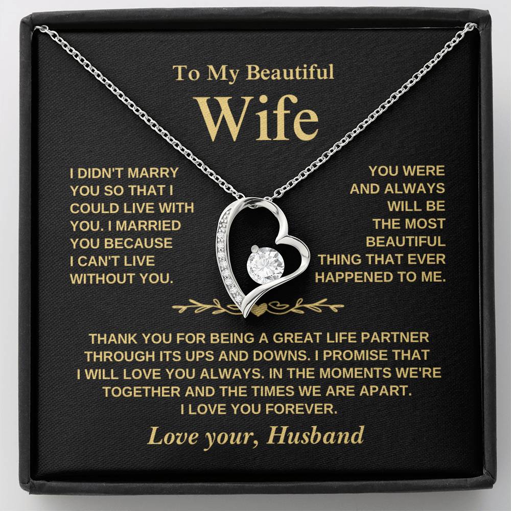 To My Beautiful Wife - Love You Forever - Heart Necklace