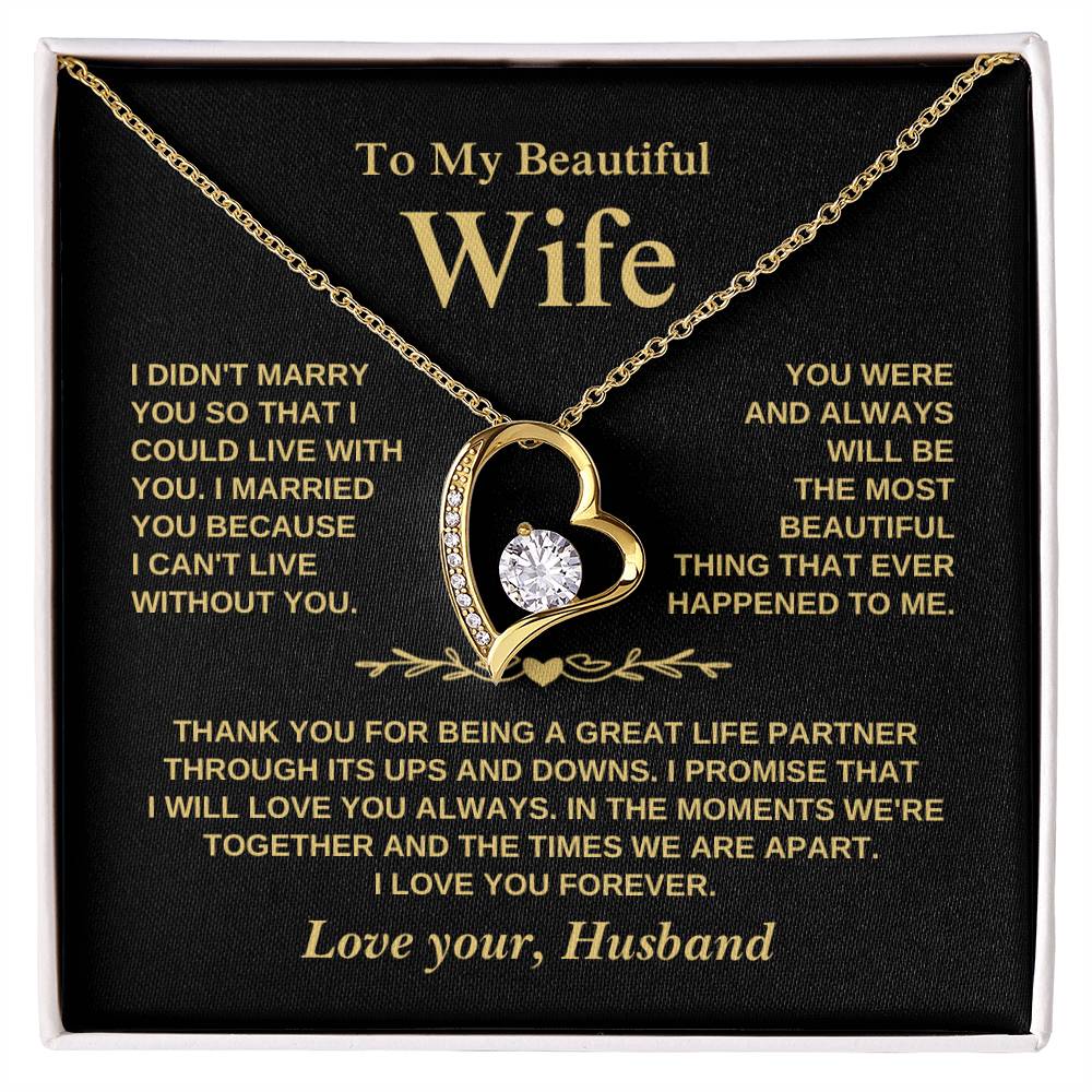 To My Beautiful Wife - Love You Forever - Heart Necklace