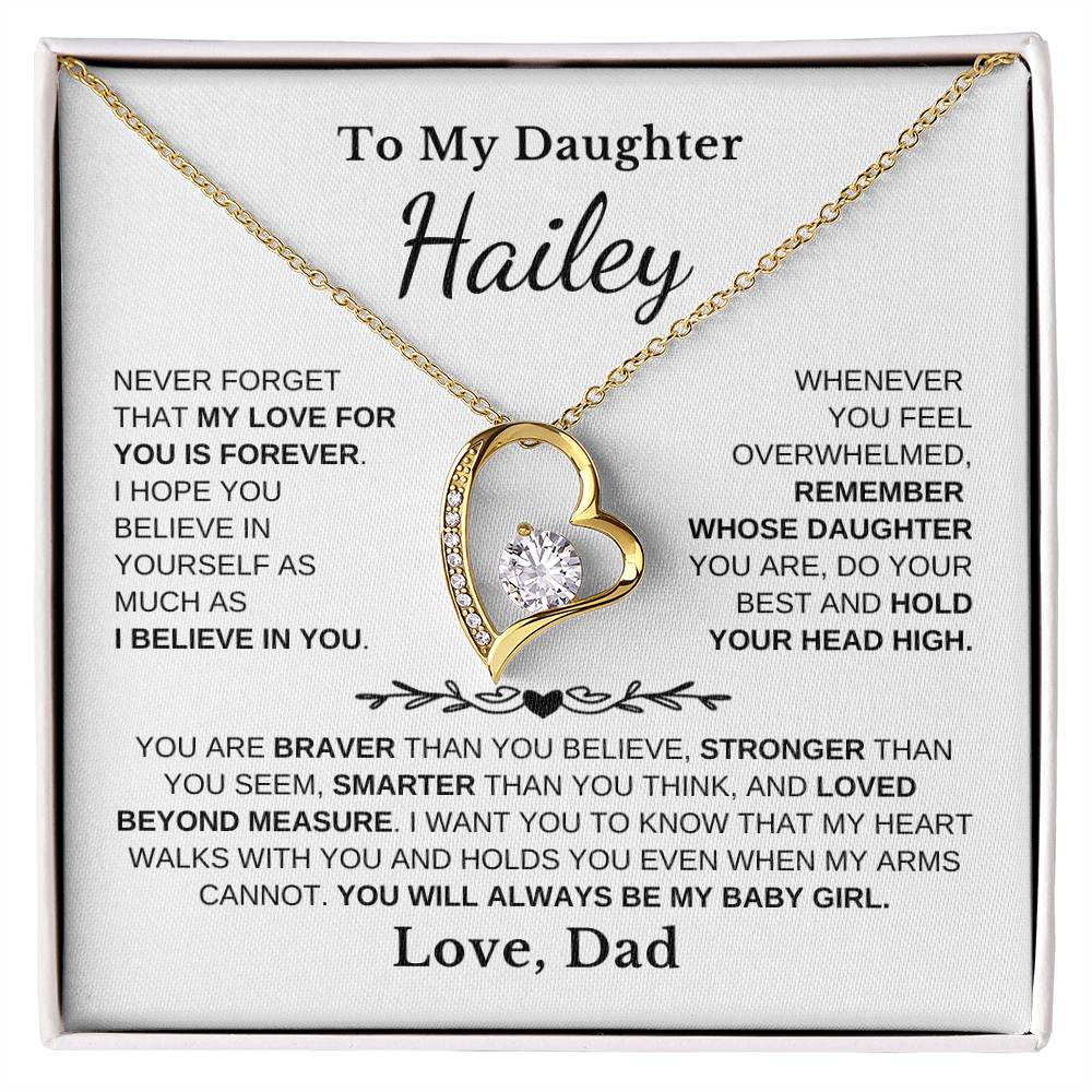 To My Daughter - Love Is Forever - Love Heart Necklace P105