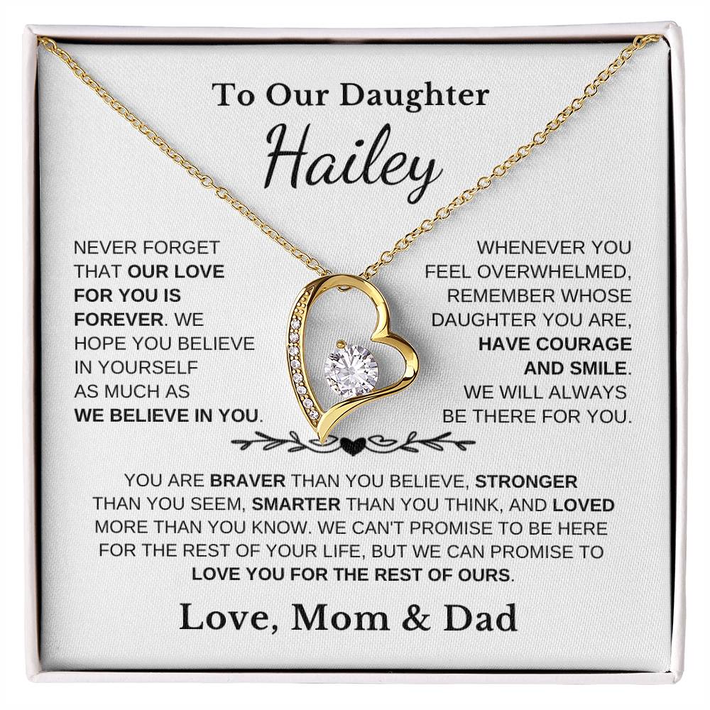 To Our Daughter - Love Is Forever - Heart Necklace